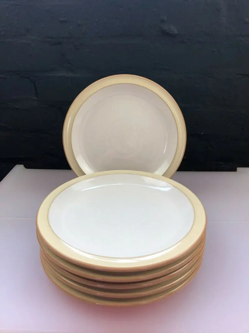 6 x Denby Caramel Salad Plates 9" ( 22.5 cm ) Wide Set