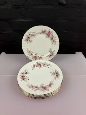 6 x Royal Albert Lavender Rose Salad Plates 8.25" Wide Set