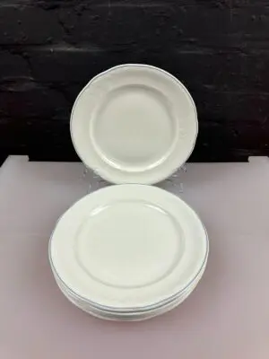 6 x Royal Doulton Hotel Porcelain Salad Plates 8.25" Wide Set Blue Rim