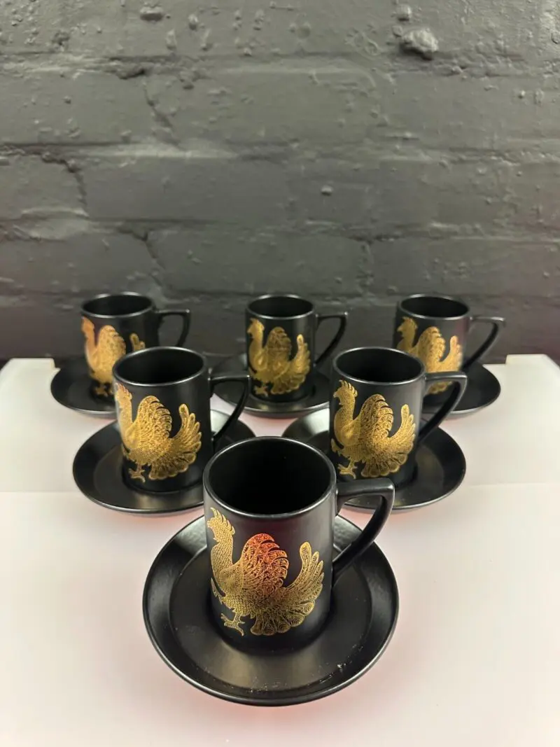 6 x Vintage Portmeirion Phoenix Coffee Cups and Saucers Set