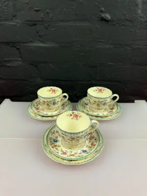Copeland Spode Royal Jasmine Tea Trios Cups Saucers and Side Plates Set of 3