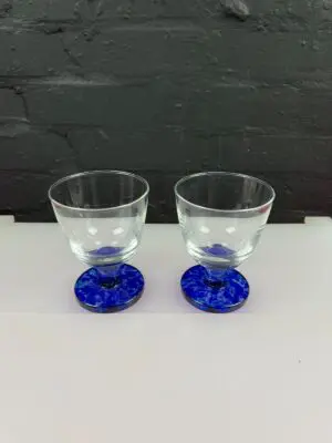 Denby Reflex Blue Small Wine Goblet Glasses 13cm High 4 Sets of 2 Available RARE