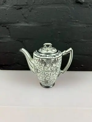 Germany Bavaria White / Grey Silver Floral Art Deco Coffee Pot