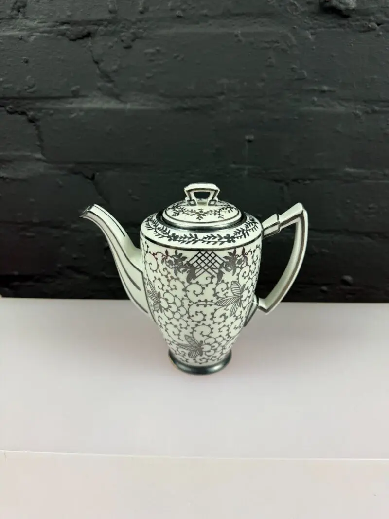 Germany Bavaria White / Grey Silver Floral Art Deco Coffee Pot