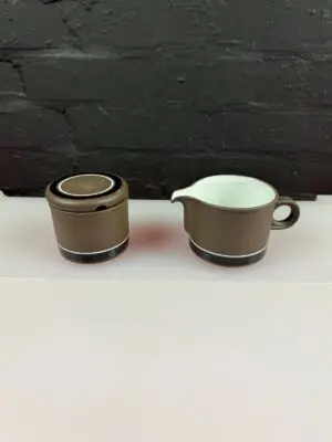 Hornsea Lancaster Vitramic Contrast Milk Cream Jug 3" Covered Sugar Bowl 2 Sets
