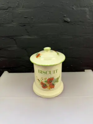 Kernewek Pottery Cornwall Red Poppy Design Biscuit Storage Jar 8.25" High