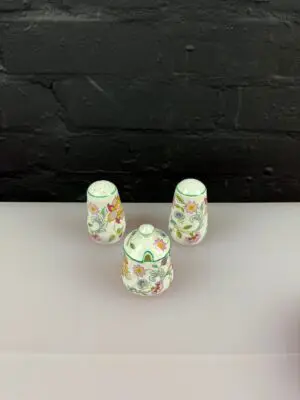 Minton Haddon Hall Cruet Set Salt Pepper and Mustard Pots