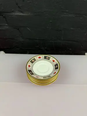 Royal Crown Derby Border A1253 Replacement Tea Cup Saucers 14.8 cm Set of 6 2nd