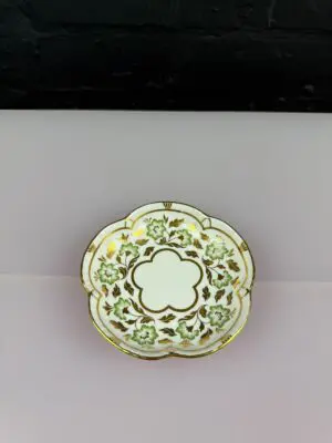 Royal Crown Derby Green Panel Petal Round Trinket Dish 4.5" LXII 1999 1st