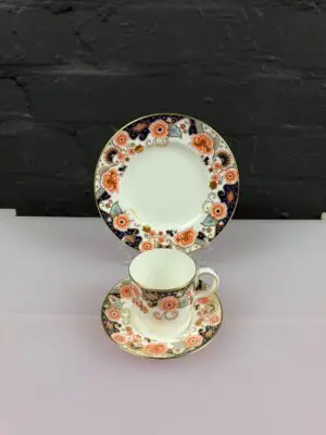Royal Crown Derby Imperial Palace A.1324 Coffee Trio Cup Saucer & Side Plate Set