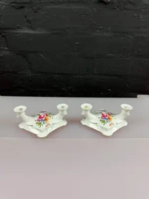 Royal Crown Derby Posies Candlestick Candle Holders Pair RARE  5.5 cm High