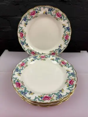 Royal Doulton Booths Floradora Gold TC1127 Dinner Plates 27 cm Wide Set of 6