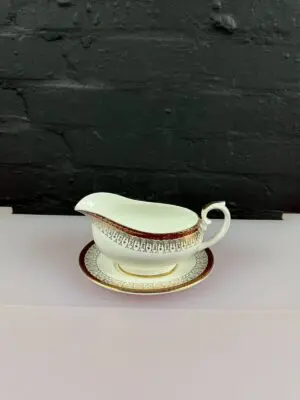 Royal Grafton Majestic Red Gravy Boat / Sauce Jug and Stand Drip Plate Set