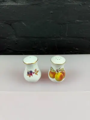 Royal Worcester Evesham Gold Salt and Pepper Pots 3.25" High Cruet Set