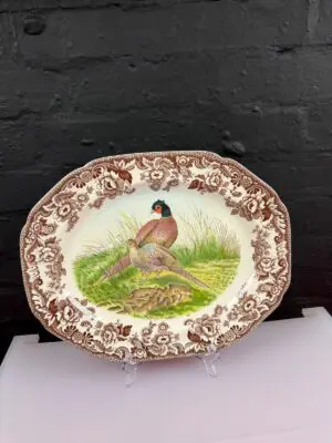 Spode Woodland Birds Pheasant Carving Serving Platter Plate 14.75" 2 Available