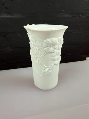 Vintage Kaiser W Germany White Porcelain Bisque Floral Vase Signed M Frey 740/2