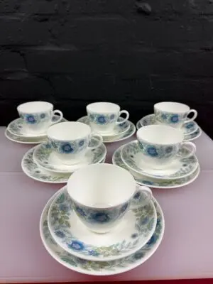Wedgwood Clementine Tea Trios Cups Saucers and Side Plates Set of 6