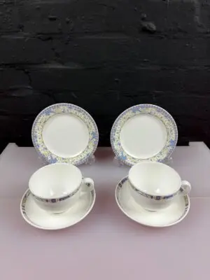 Wedgwood Hotelware Tea Trios Cups Saucers and Side Plates Set of 2