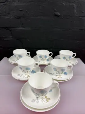 Wedgwood Ice Rose Tea Trios Cups Saucers and Side Plates 4 Sets of 6 Available