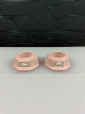 Wedgwood Jasper Ware Pink Candle Tea Light Holders Set of 2