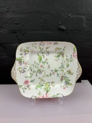 Wedgwood Sweet Plum Square Eared Cake / Bread Plate 11" Wide