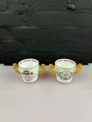 2 Paragon Commemorative Of The Coronation of Queen Elizabeth II Loving Cups 1978