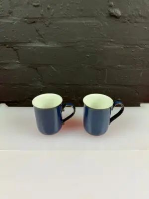 2 x Denby Boston Blue Straight Tea Coffee Mugs 10 cm High 2 Sets Available