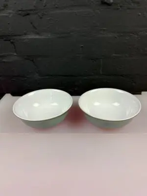 2 x Denby Regency Green Cereal Bowls 6.5" Wide Set 1st Quality