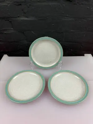 3 x Denby Elements Green Tea Side Plates 2nd Quality 6.75" Wide Set