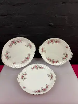 3 x Royal Albert Lavender Rose Eared Cake / Bread Plates 26.5 cm Wide Set