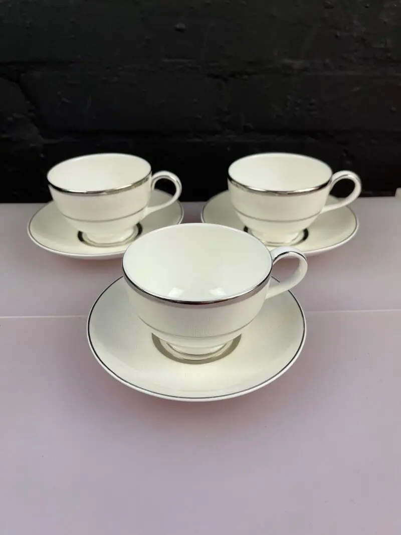 3 x Royal Doulton Platinum Silk 2006 Teacups and Saucers