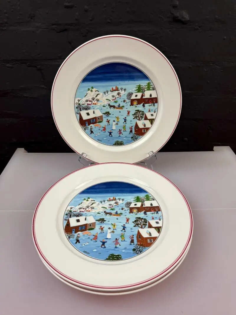 3 x Villeroy & and Boch Naif Christmas Laplau Dinner Plates 10.5" Wide Set