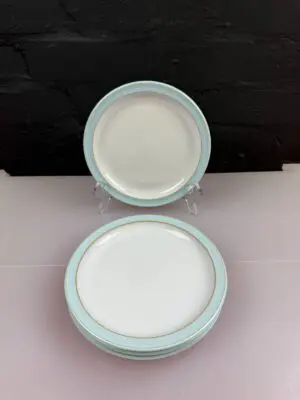 4 x Denby Blue Linen Tea / Side Plates 17.5 cm Wide 1st Quality Set
