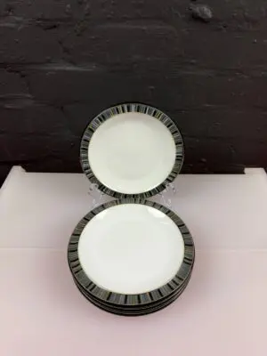 4 x Denby Jet Stripes Tea / Side Plates 7.25" Wide 1st Quality Set