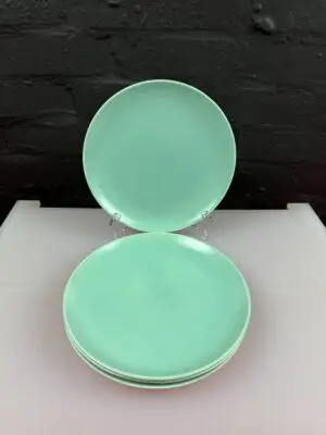 4 x Poole Twintone Ice Green Dessert Plates 23 cm Wide 4 Sets Available