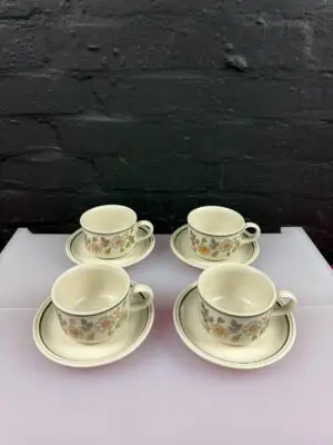 4 x St Michael Marks & Spencer Autumn Leaves Large Tea Cups and Saucers Set