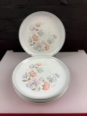 5 x Denby Encore Sweet Pea Dinner Plates 26 cm Wide 2 Sets Available