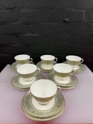 6 Royal Doulton English Renaissance Tea Trios Cups Saucers & Side Plates 2 Sets