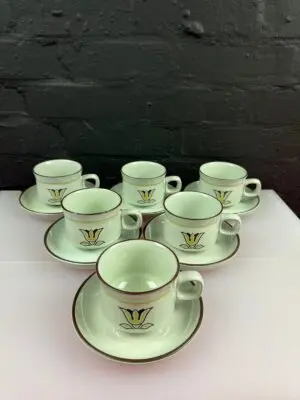 6 x Denby Kimberly Tea Cups and Saucers Set