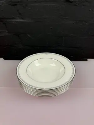 6 x Royal Doulton Andante H5083 Rimmed Pasta / Soup Bowls 9" 23 cm Wide Set