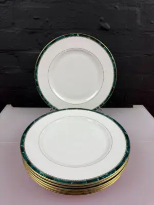 6 x Royal Worcester Medici Green Dinner Plates 27 cm Wide Set