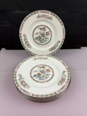 6 x Wedgwood Kutani Crane Dessert Salad Plates 9" Wide Set