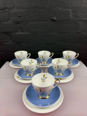 6 x Windsor Bone China Windswept Tea Trios Cups Saucers and Side Plate Set