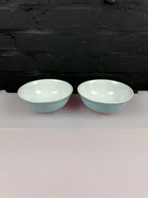 Denby Blue Linen Cereal Bowls 6.5" Wide Last 2 Sets of 2 Available