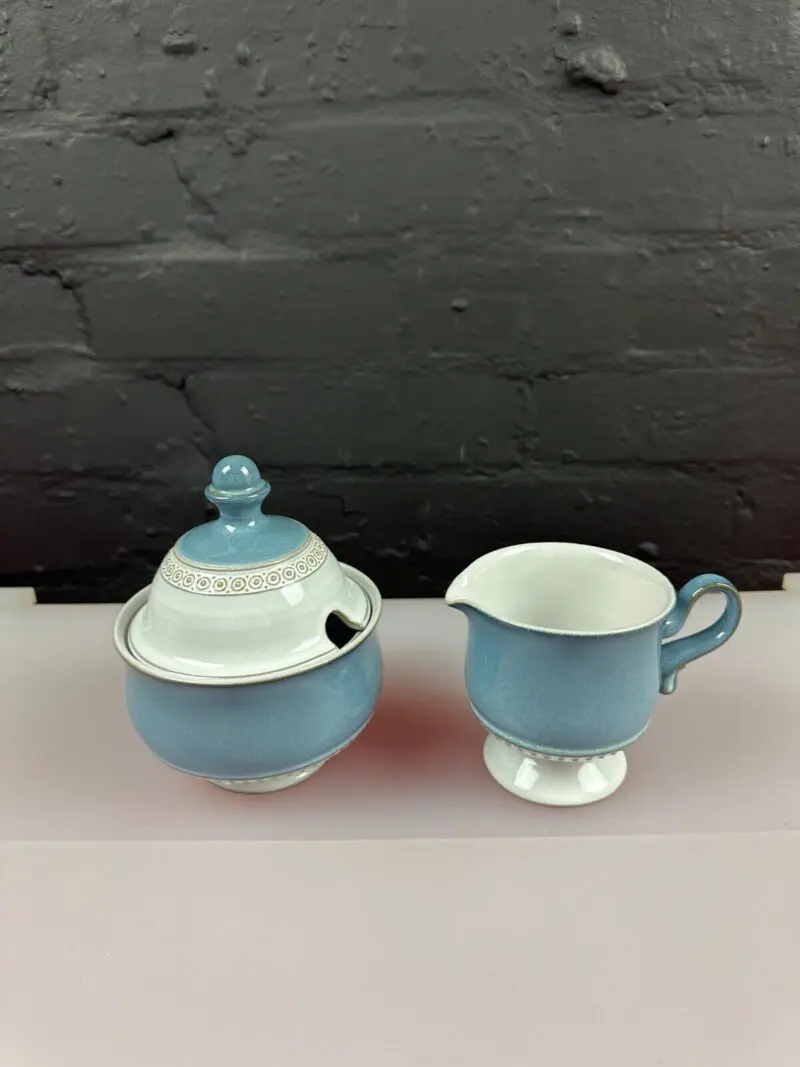 Denby Castile Milk / Cream Jug 3.5" High and Covered Lidded Sugar Bowl Set