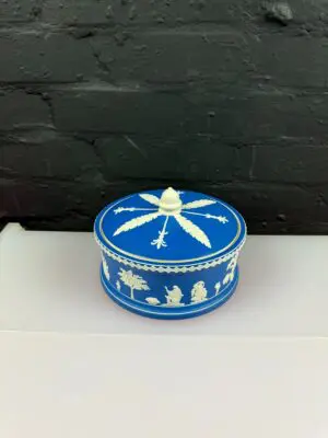 Dudson Hanley Blue and White Jasper Ware Dish and Lid 18.5 cm Wide x 7.5 cm High