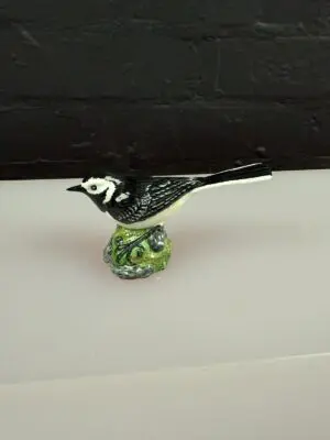 Rare Vintage Mack Black Pied Wagtail Bird Bone China Figurine Made In England