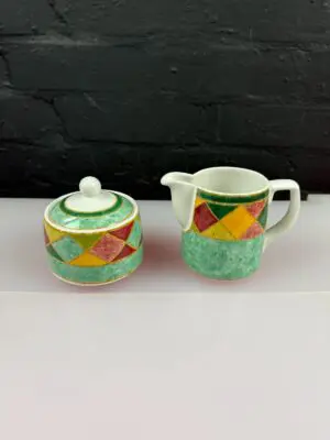 Royal Doulton Japora Milk / Cream Jug 10 cm and Covered Sugar Bowl Set