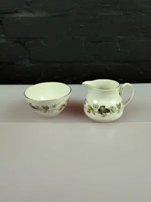 Royal Doulton Larchmont Milk Creamer Jug 6.5 cm and Small Open Sugar Bowl Set