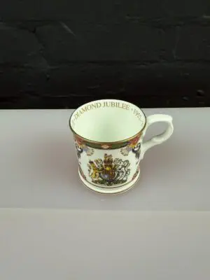 Royal Worcester 60th Anniversary Diamond Jubilee Mug 3" High